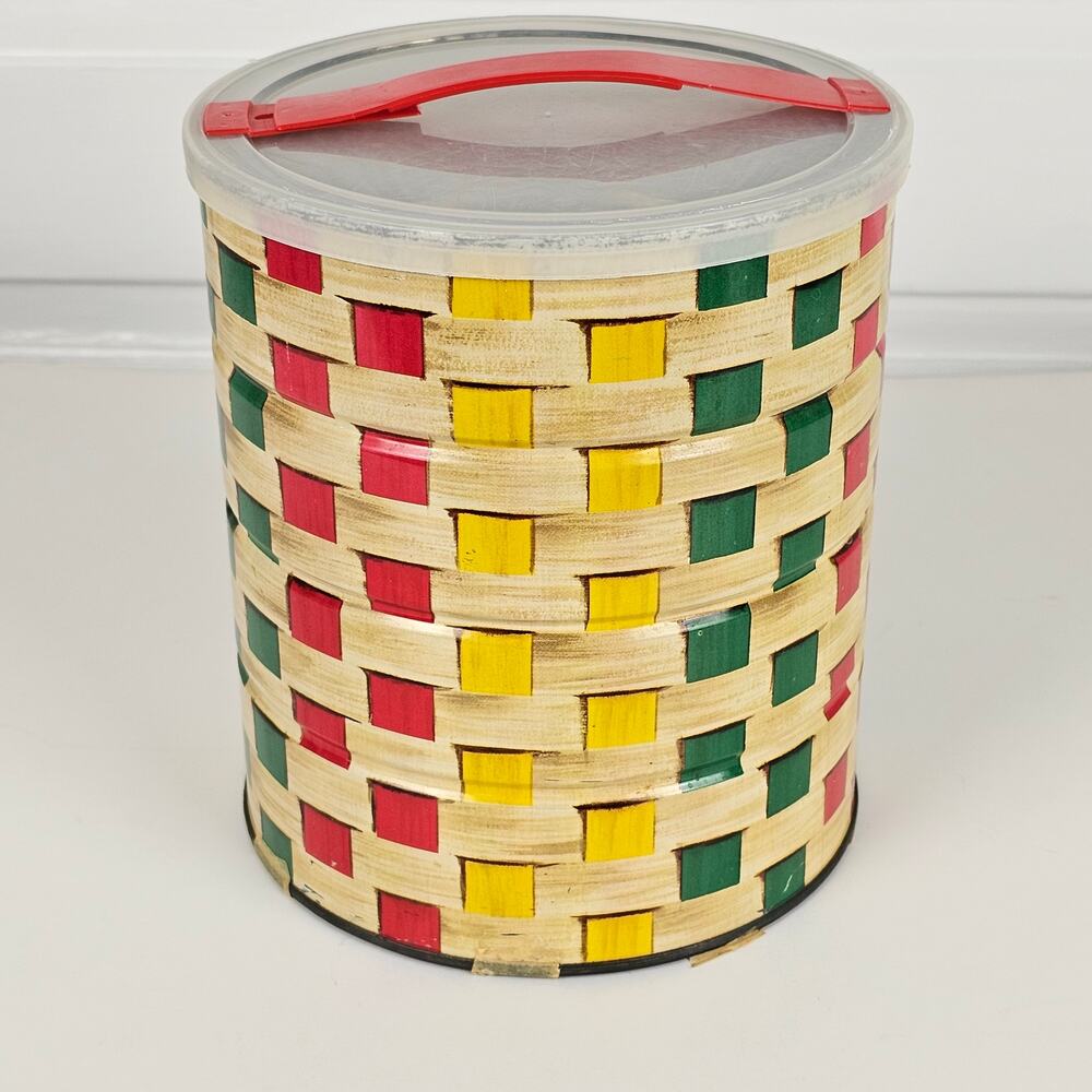 VTG Folgers Basket weave steel can with handle